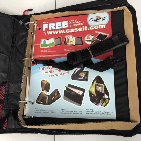 CASE IT NEW 2-IN-1 ORGANIZER Z-BINDER Z175, RED, 2- 1.25" BINDERS, HANDLE, STRAP - Picture 5 of 15